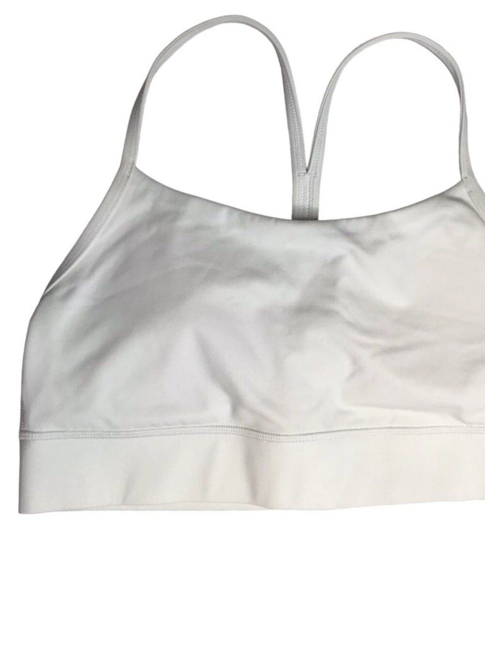 CRZ YOGA White Sports Bra Power Y Padded Cups (Optional Removable) Crop Top M